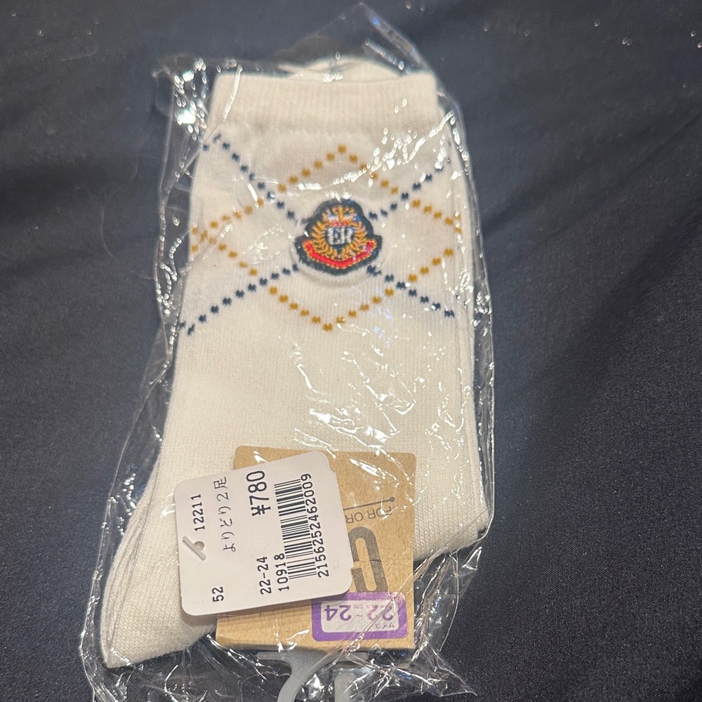 2 pairs New Elegant white Argyle Women's Socks